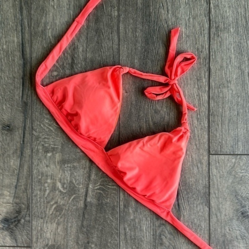 GAP swim top bikini bright coral size Large ties at neckline athletic athleisure